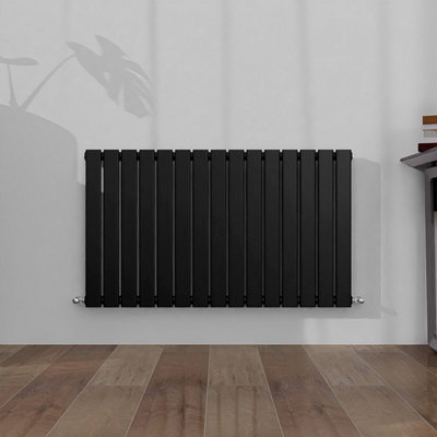 SLINE Horizontal Single Panel Flat Black Designer Radiator 600X1020mm from B&Q