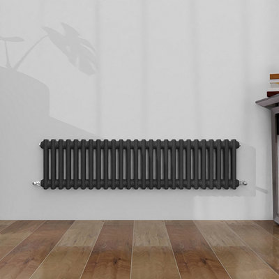 B&Q -  Classic 2 Column Cast Iron Inspired Radiators Anthracite For Central Heating 300X1190mm