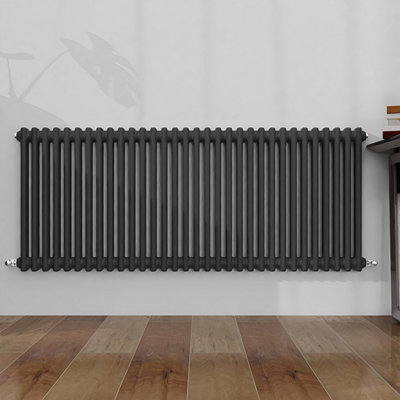 B&Q -  Classic 2 Column Cast Iron Inspired Radiators Anthracite For Central Heating 600X1460mm