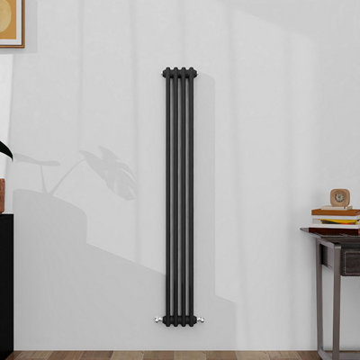 SLINE Classic 2 Column Cast Iron Inspired Radiators Anthracite For Central Heating 1500X200mm from B&Q