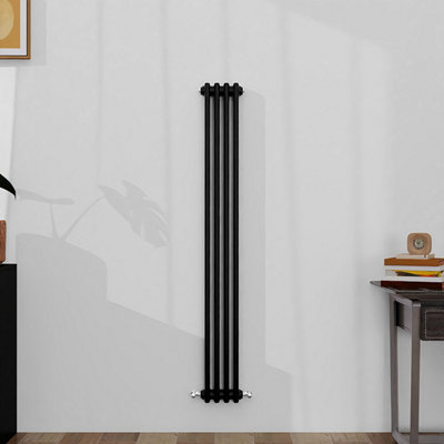 SLINE Classic 2 Column Cast Iron Inspired Radiators Black For Central Heating 1500X200mm from B&Q
