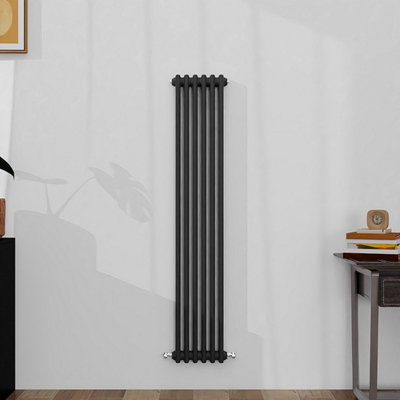 B&Q -  Classic 2 Column Cast Iron Inspired Radiators Anthracite For Central Heating 1500X290mm