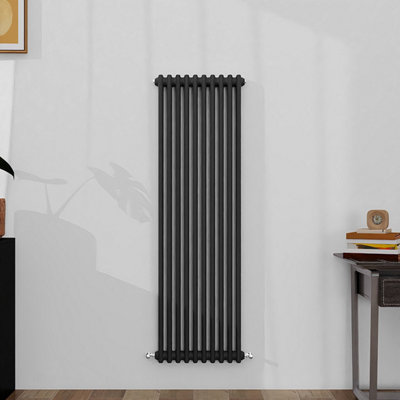 B&Q -  Classic 2 Column Cast Iron Inspired Radiators Anthracite For Central Heating 1500X470mm