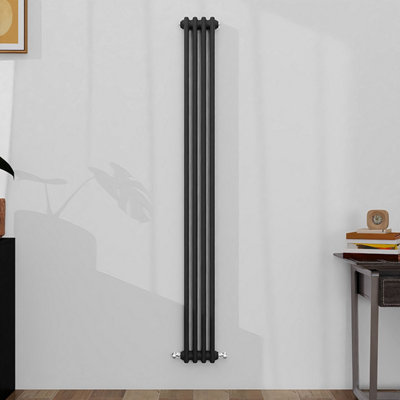 SLINE Classic 2 Column Cast Iron Inspired Radiators Anthracite For Central Heating 1800X200mm from B&Q