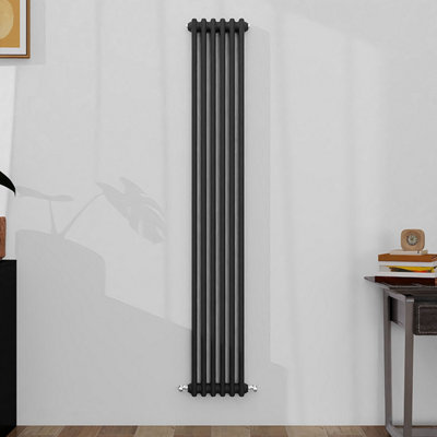 SLINE Classic 2 Column Cast Iron Inspired Radiators Anthracite For Central Heating 1800X290mm from B&Q