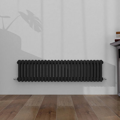 B&Q -  Classic 3 Column Cast Iron Inspired Radiators Anthracite For Central Heating 300X1190mm