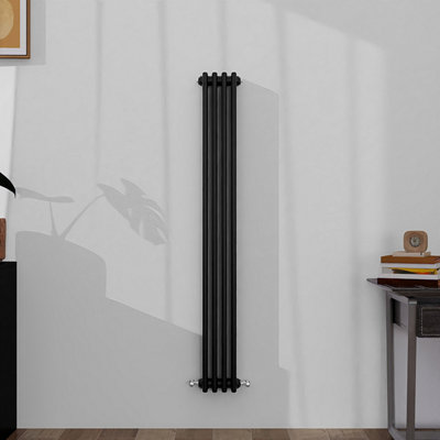 SLINE Classic 3 Column Cast Iron Inspired Radiators Black For Central Heating 1500X200mm from B&Q