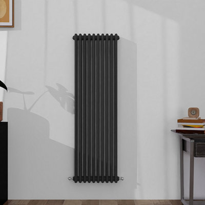 B&Q -  Classic 3 Column Cast Iron Inspired Radiators Anthracite For Central Heating 1500X470mm