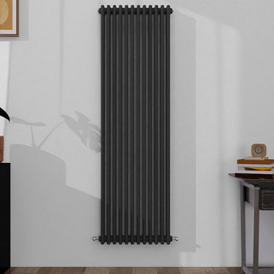 B&Q -  Classic 3 Column Cast Iron Inspired Radiators Anthracite For Central Heating 1800X560mm