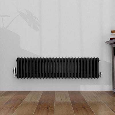B&Q -  Classic 4 Column Cast Iron Inspired Radiators Anthracite For Central Heating 300X1190mm