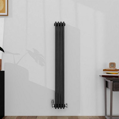 SLINE Classic 4 Column Cast Iron Inspired Radiators Anthracite For Central Heating 1500X200mm from B&Q