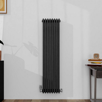 SLINE Classic 4 Column Cast Iron Inspired Radiators Anthracite For Central Heating 1500X380mm from B&Q