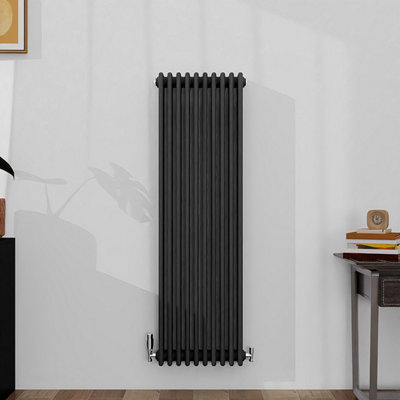 B&Q -  Classic 4 Column Cast Iron Inspired Radiators Anthracite For Central Heating 1500X470mm