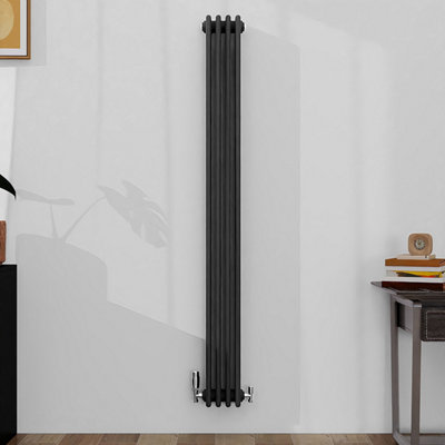 SLINE Classic 4 Column Cast Iron Inspired Radiators Anthracite For Central Heating 1800X200mm from B&Q