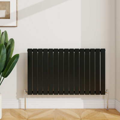 Sline Radiator Horizontal Single Panel Flat Black Designer Radiator 600X1020mm from B&Q