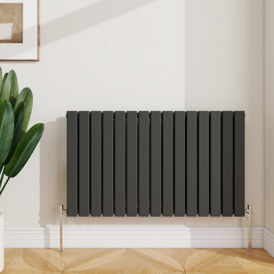 Sline Radiator Horizontal Double Panel Flat Anthracite Designer Radiator 600X1020mm from B&Q