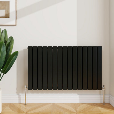 Sline Radiator Horizontal Double Panel Flat Black Designer Radiator 600X1020mm from B&Q