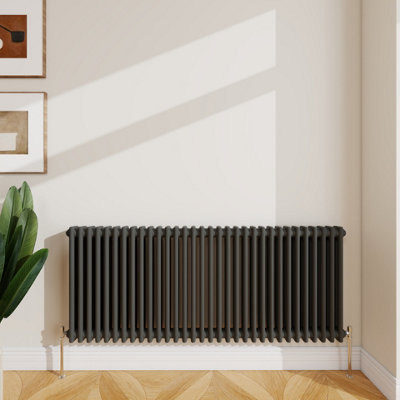 B&Q -  Radiator Classic 2 Column Cast Iron Inspired Radiators Anthracite For Central Heating 600X1460mm