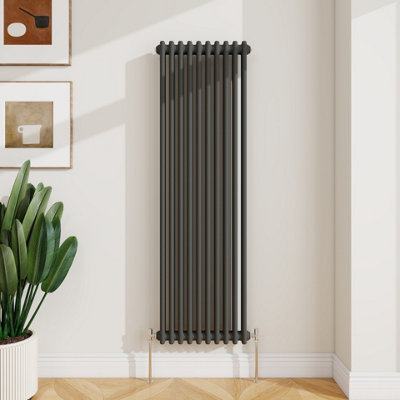 B&Q -  Radiator Classic 2 Column Cast Iron Inspired Radiators Anthracite For Central Heating 1500X470mm