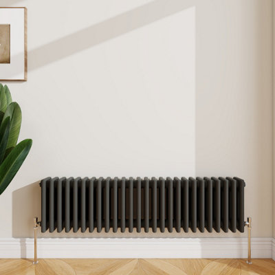 B&Q -  Radiator Classic 3 Column Cast Iron Inspired Radiators Anthracite For Central Heating 300X1190mm
