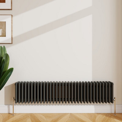 Sline Radiator Classic 3 Column Cast Iron Inspired Radiators Anthracite For Central Heating 300X1460mm from B&Q