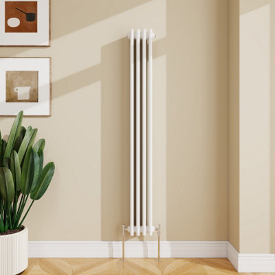 Sline Radiator Classic 3 Column Cast Iron Inspired Radiators White For Central Heating 1500X200mm from B&Q