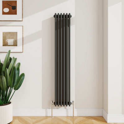 B&Q -  Radiator Classic 3 Column Cast Iron Inspired Radiators Anthracite For Central Heating 1500X290mm