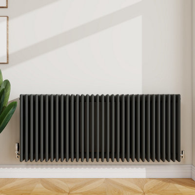 B&Q -  Radiator Classic 4 Column Cast Iron Inspired Radiators Anthracite For Central Heating 600X1460mm