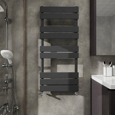 Probaty Bathrooms 1000X450mm Flat Panel Heated Towel Rail Radiator Bathroom Ladder Warmer Anthracite from B&Q