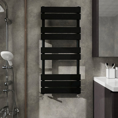 Probaty Bathrooms 1000X450mm Flat Panel Heated Towel Rail Radiator Bathroom Ladder Warmer Black from B&Q