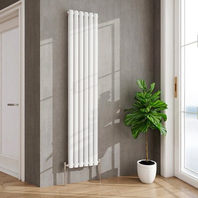 Aver-Growth Radiator Vertical Oval Column Double Panel Rad 1800X354mm White from B&Q