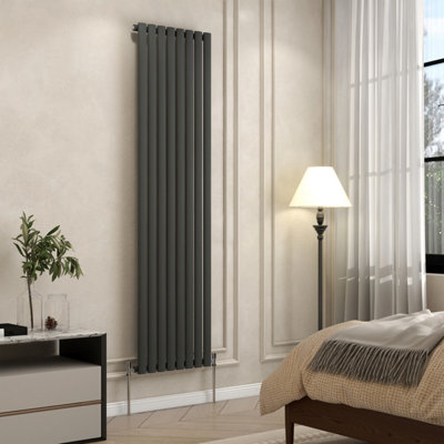 B&Q -  Radiator Vertical Oval Column Single Panel Rad 1800X472mm Anthracite