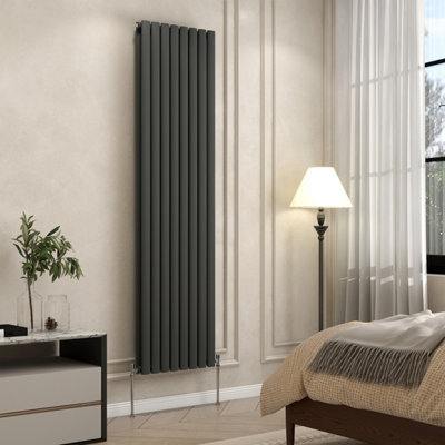 B&Q -  Radiator Vertical Oval Column Double Panel Rad 1800X472mm Anthracite
