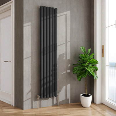 Aver-Growth Anthracite Radiator Vertical Oval Column Double Panel Rad 1800X354mm from B&Q