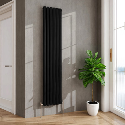 Aver-Growth Black Radiator Vertical Oval Column Double Panel Rad 1800X354mm from B&Q