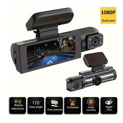 1080P Dual Lens Dash Cam Car Dvr With Night Vision Motion Detection from B&Q