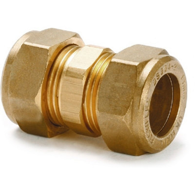 Plumbright Compression Straight Coupling Brass 10mm G31010 from B&Q