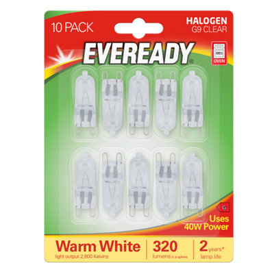 Eveready Halogen G9 Capsule 240Lm 40W 2800K (Warm White) Light BulbPack Of 10 from B&Q