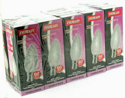 10 X Eveready 60W Sbc B15 Opal Candle Light Bulbs