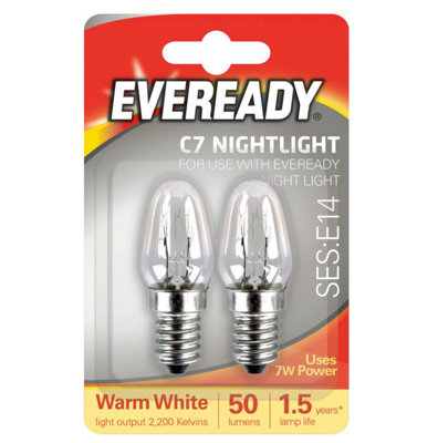 Eveready 2X E14 Replacement Night Light Bulbs 7W E14 Screw Cap Small Edison Warm White from B&Q