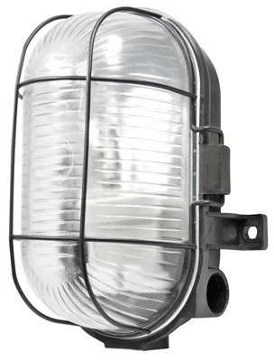 B&Q -  60W Oval Caged BulkheadBlack