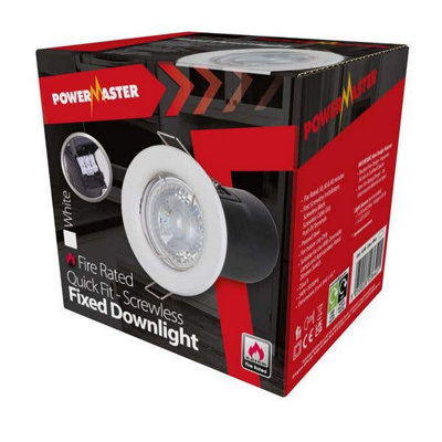 Powermaster Gu10 Fixed Downlight Fire RatedWhite from B&Q