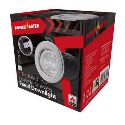 Powermaster Gu10 Fixed Downlight Fire RatedChrome from B&Q