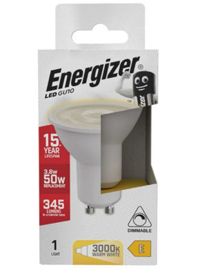 Energizer 3.6W Gu10 3000K Led BulbWarm White from B&Q