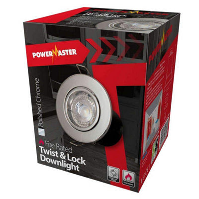 Powermaster Gu10 Twist & Lock Downlight Fire RatedChrome from B&Q