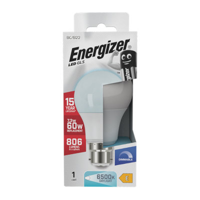 Energizer Led Gls B22 806Lm 7.3W 6500K (Daylight) Dimmable Light BulbPack Of 1 from B&Q