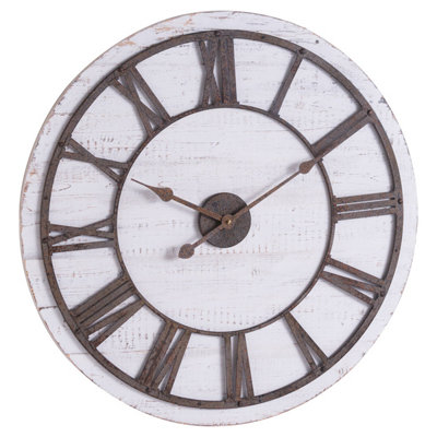 B&Q Rustic Wooden Clock With Aged Numerals And Hands
