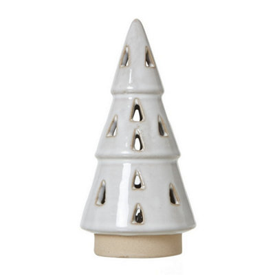 Hill Interiors Small Cut-Out Tree With Led LightsCeramicL7 X W7 X H15 CmWhite from B&Q