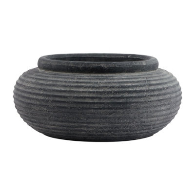 Amalfi  Grey  Round  Ribbed  Planter from B&Q