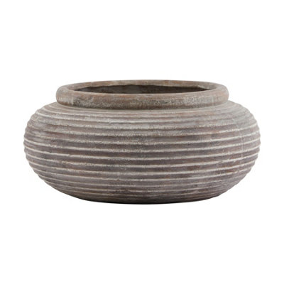 Siena  Brown  Round  Ribbed  Planter from B&Q